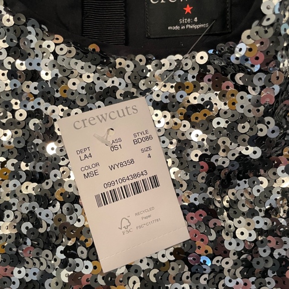 NWT j.crew Crewcuts flutter sequin dress silver - Picture 5 of 5